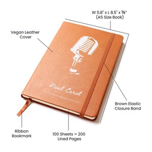 Classic Microphone - Journal Personalized Lyric Journal, Gift for Singer, Songwriter, Gift for Artist, Gift for Podcast, Speaker, Musician image 3