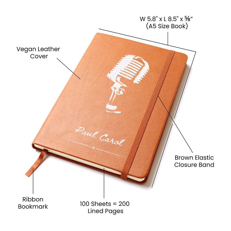 Classic Microphone - Journal Personalized Lyric Journal, Gift for Singer, Songwriter, Gift for Artist, Gift for Podcast, Speaker, Musician image 3