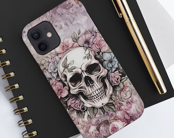 Skull and Roses Phone Case, Skull iPhone Tough Case, Goth Phone Case, iPhone 15 Case, iPhone 14 Pro, iPhone 13 Pro Max, iPhone 12, Samsung