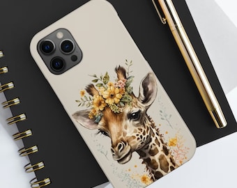 Giraffe Phone Case, Giraffe Flowers iPhone Tough Case, Giraffe Lover Gift, Cute Phone Case, iPhone 14 Case, iPhone 13 Pro Max, iPhone 12