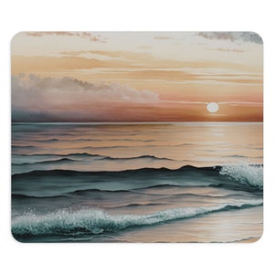 Ocean Sunset Mouse Pad, Beach Mouse Pad, Office Gift, Nature Mouse Pad, Round Mouse Pad, Sunset, Home Office, Desk Decor, Mouse Pads