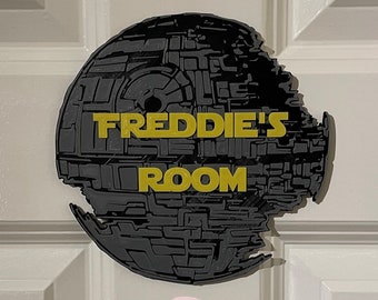 Op Star Wars Empire Death Star geïnspireerd gepersonaliseerd 3D-geprint deurbord