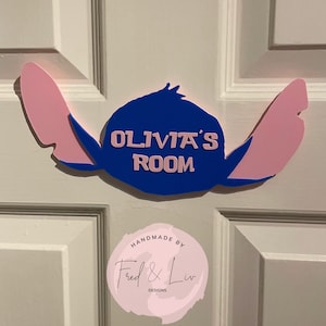 Letrero para puerta personalizado con impresión 3D inspirado en Lilo y Stitch / Decoración de Disney
