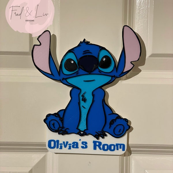 Personalised Lilo & Stitch Inspired 'Stitch' 3D Printed Door Sign | Disney Décor