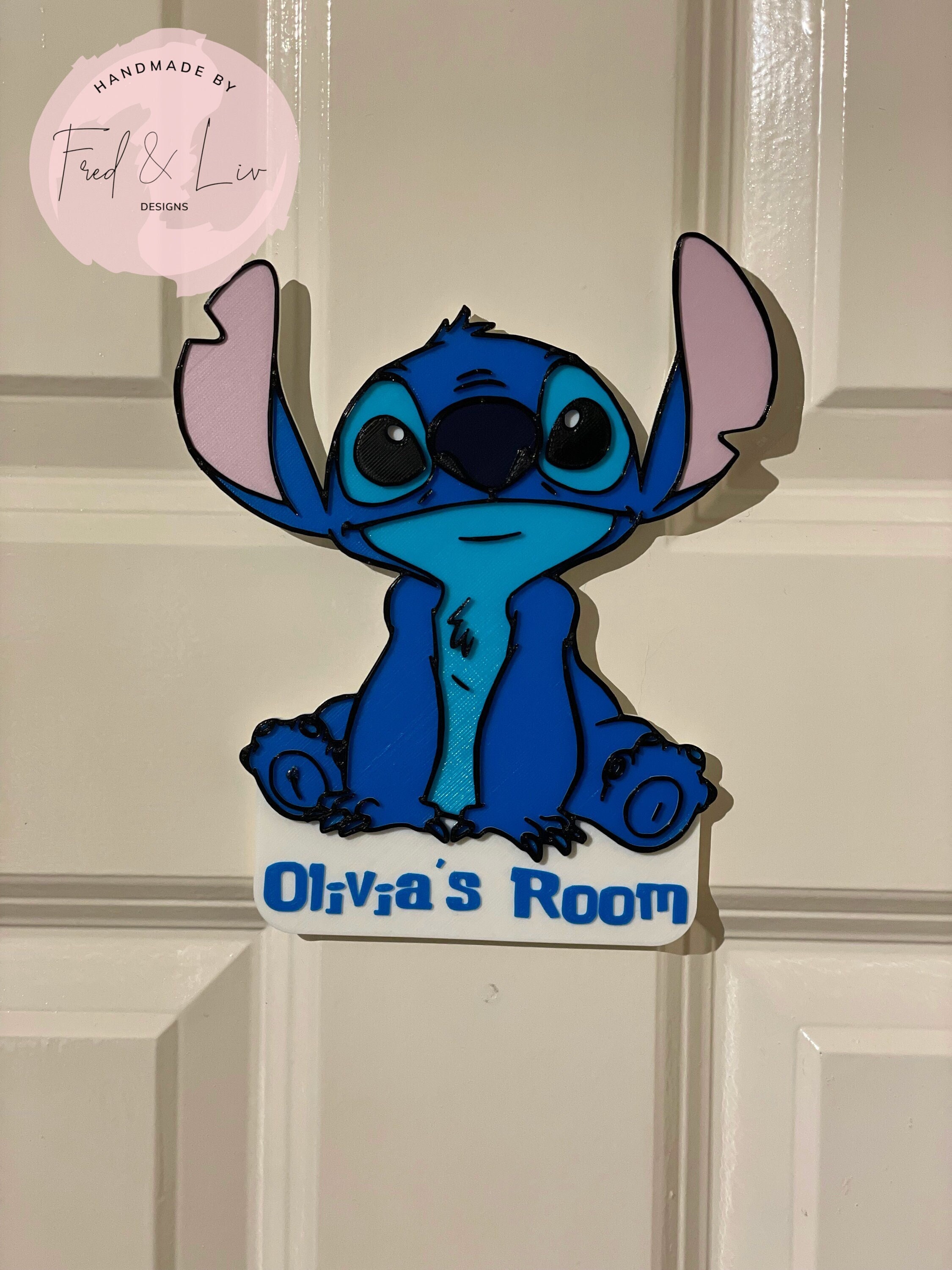 Personalized Name Disney Stitch Wall Art Decor, Color Print Size