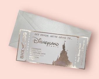 Personalised Disneyland Paris Inspired Trip Ticket | Disney Reveal and Keepsake | Perfect Gift For Your Magical Trip