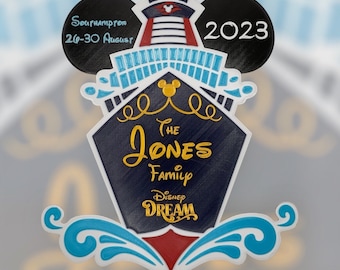 Personalisierte Disney Cruise Line Schiff inspirierte Zustand Türschild Dekoration | Magnetisches 3D gedrucktes Schild | Familienname, Häfen, Daten