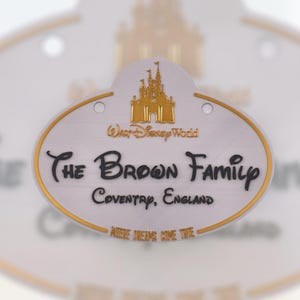 Cartello per passeggino personalizzato con stampa 3D ispirato al Magic Kingdom di Disney World / Targa con nome per passeggino / Accessorio per le vacanze al Magic Kingdom