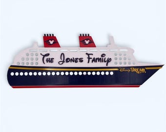 Personalised Disney Cruise Line Ship Inspired Stateroom Door Sign Decoration | Magnetic 3D Printed Sign | Family Name, Ports, Dates