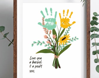 Love You a Bushel and a Peck Mother's Day Gift | From Baby Toddler Preschooler Kid Grandkids | For Mom Grandma | Handprint DIY Keepsake