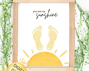 Baby Footprint Keepsake | Toddler Handprint Keepsake | You Are My Sunshine | Memory Box