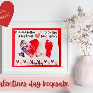 Valentine Keepsake - Baby Toddler Footprint | Art Printable Valentines Day Kid Gift Grandparents