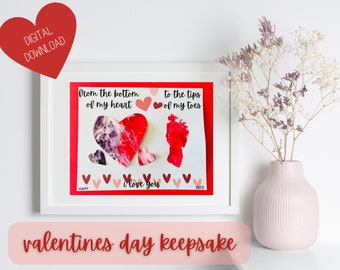Valentine Keepsake - Baby Toddler Footprint | Art Printable Valentines Day Kid Gift Grandparents