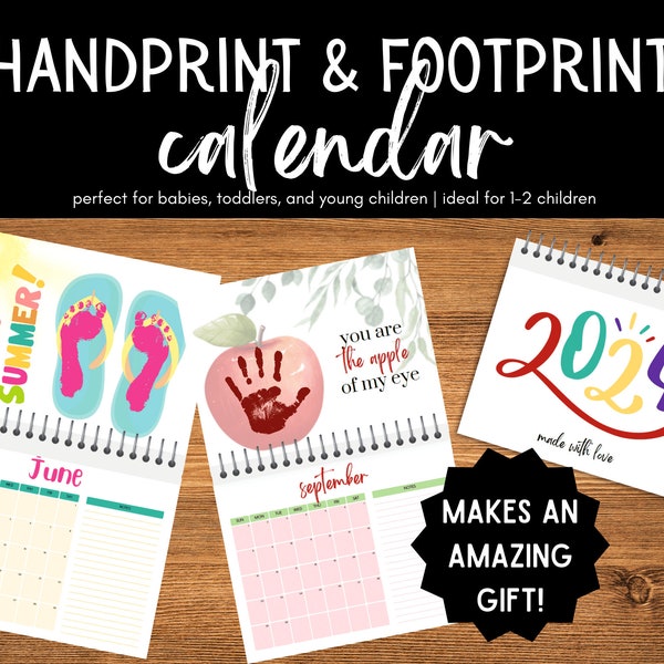 2024 Handprint Calendar | DIY Gift for Parents, Grandparents | 1 or 2 Children | Christmas Father's Day Mother's Day Grandparents Day