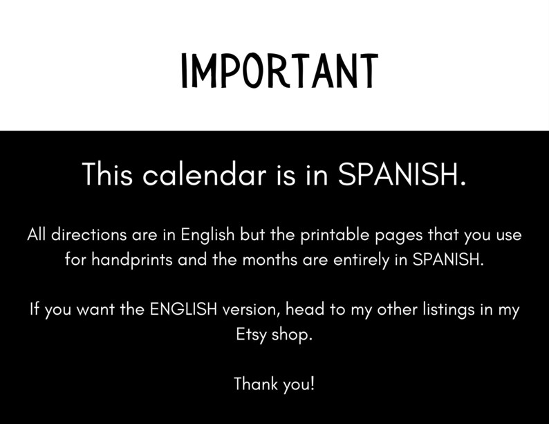 SPANISH 2024 Handprint Calendar DIY Gift for Parents, Grandparents 1 or