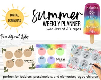 Summer Planner with Kids | Weekly Summer Activities and Crafts | Toddlers Preschoolers Kids | Keep Kids Busy This Summer