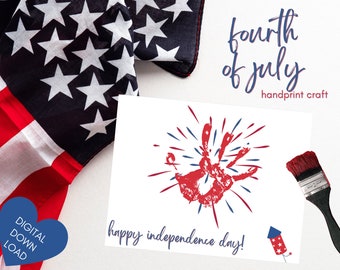 Fourth of July Handprint Craft | Independence Day Toddler Keepsake | DIY Summer Activity for Babies, Toddlers, and Kids