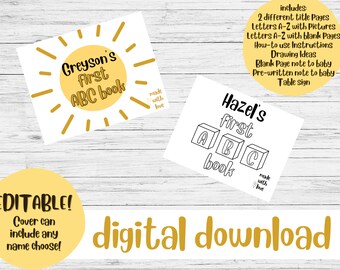 EDITABLE My First ABC Book - Printable Keepsake For Babies and Children, Baby Shower, First Birthday Party, Events and Celebrations