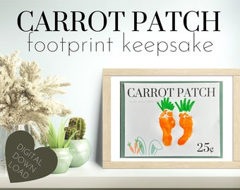 Carrot Patch Footprint Keepsake Infant Baby Toddler Sentimental Memory Box Seasonal Spring Easter Printable Frame Adorable Cute Grandparent