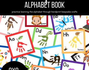 A-Z ABC Alphabet Handprint Craft Book | Handprint Art | Educational Toddler Preschool Homeschool Montessori Activity
