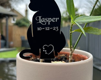 Personalised Pet Cat Memorial Plaque, Ground Stake, Grave Marker for Cemetery or Garden