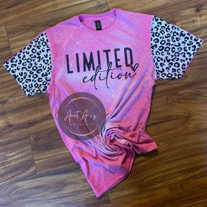 Limited Edition Hand Bleached T-Shirt| Unique Shirt| Leopard Life Shirt| Leopard Sleeves| Limited Edition Shirt| Customized Women's Shirt
