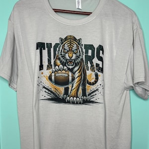 Tigers Football Short Sleeve or Long Sleeve Shirt| Tigers Sublimation| Tigers Logo| Tigers School Spirit| Football