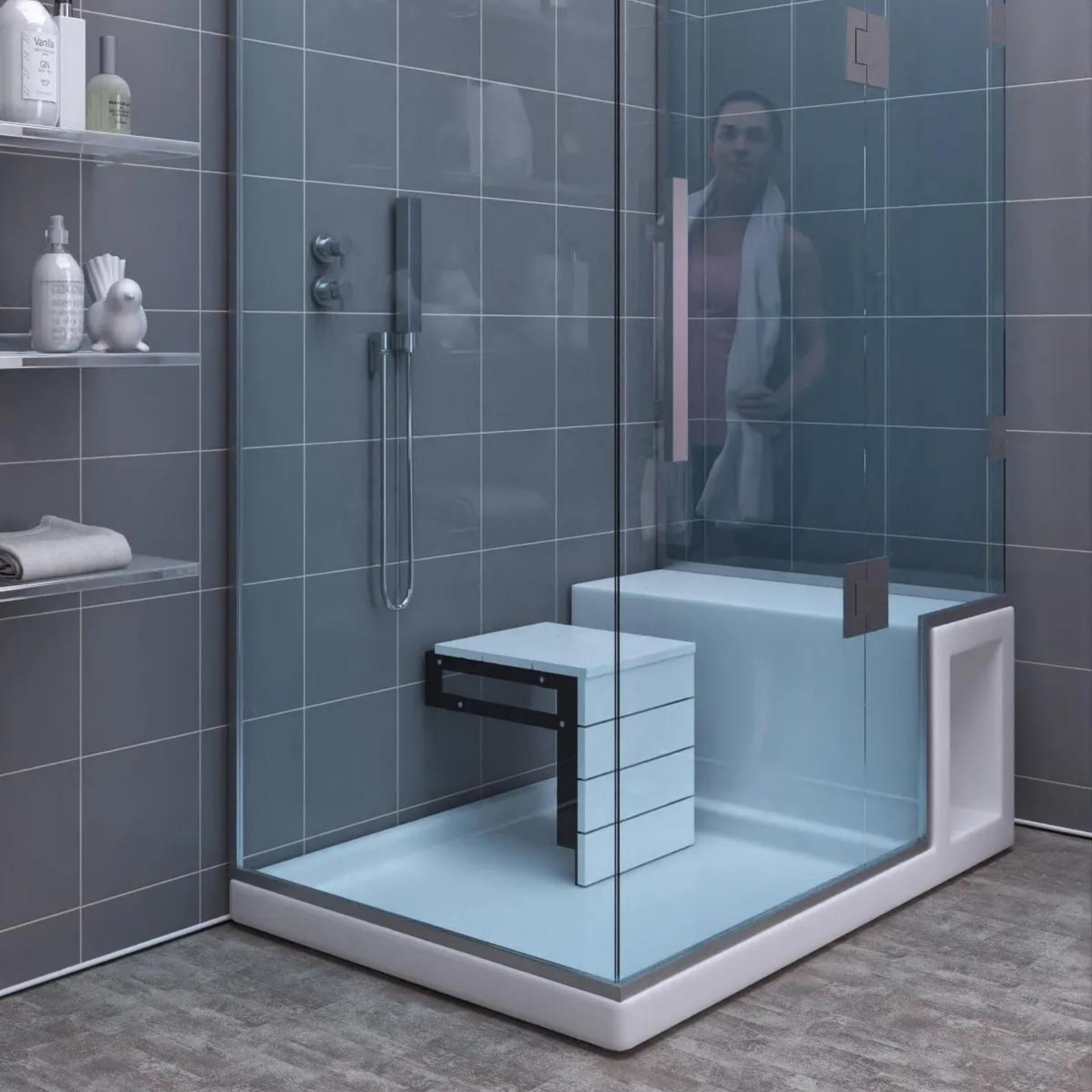 Waterresistant Natural Wood Wallmounted Shower Bench Inside Etsy