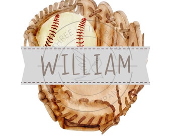 Baseball Name PNG, sublimation, baseball glove png, watercolor baseball png, digital download