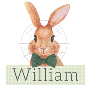 Easter Bunny Green Gingham Name PNG, sublimación, camisa de Pascua de niños, camisa de Pascua de cuadros verdes, camisa de nombre de Pascua de niño, descarga digital