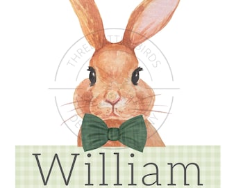 Easter Bunny Green Gingham Name PNG, sublimation, boys easter shirt, green gingham easter shirt, boy easter name shirt, digital download