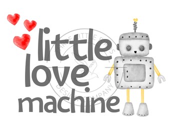 Little Love Machine PNG, sublimacja, walentynki, walentynki dla chłopca, robot, koszulka walentynkowa, pobieranie cyfrowe