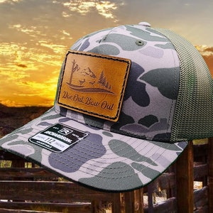 Classic Trucker Hat with Whitetail Deer Leather Patch - Hunting & Outdoor Enthusiast Cap, Hunting Gifts