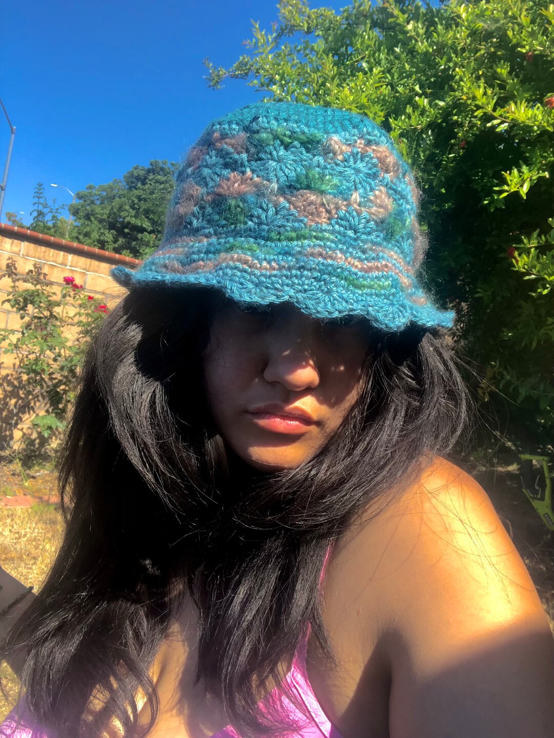 Blue Crochet Bucket Hat