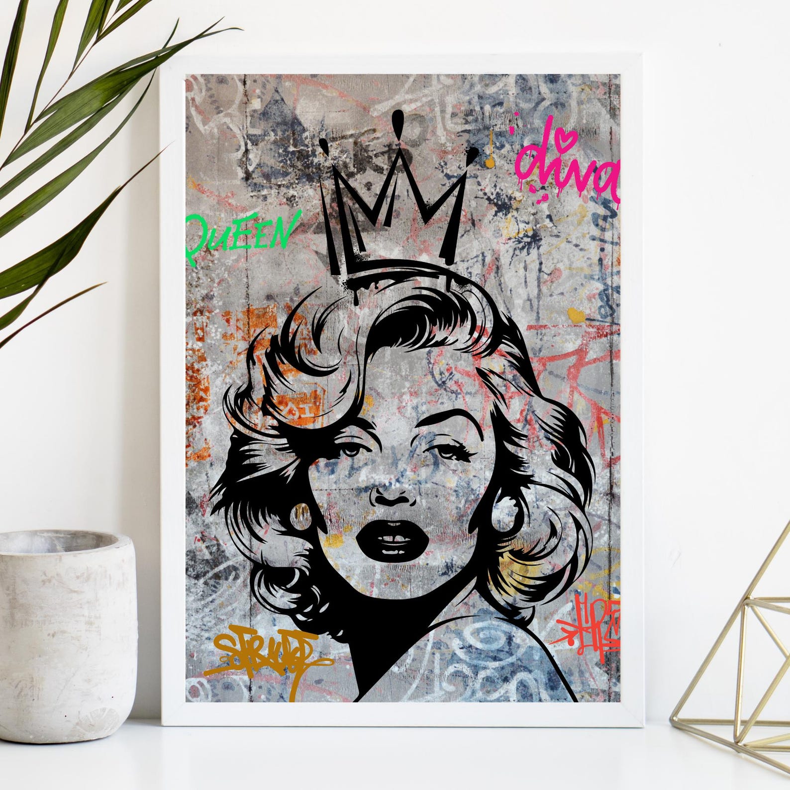Marilyn Monroe Graffiti Print - Pop Art Wall Decor - Street Art Poster ...