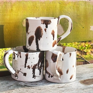 Handmade Ceramic Mug-Cocoa Drip | Splattered Pottery, Coffee Tea Cup, Brown Splatter Ceramics, Functional Pottery, Coffee Mug