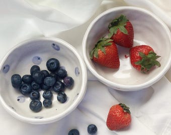 Handmade Ceramic Snack Bowls | Berries, Blueberry Fruit Bowl, Small Dessert Bowl, Cute Kitchen Gift, Handmade Pottery