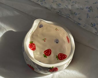Handmade Ceramic Fruit Matcha Sets | Ceramic Matcha Bowl, Cute Pottery, Gifts, Custom Pottery, Cherries, Fruit Pottery, Handmade Chawan Bowl