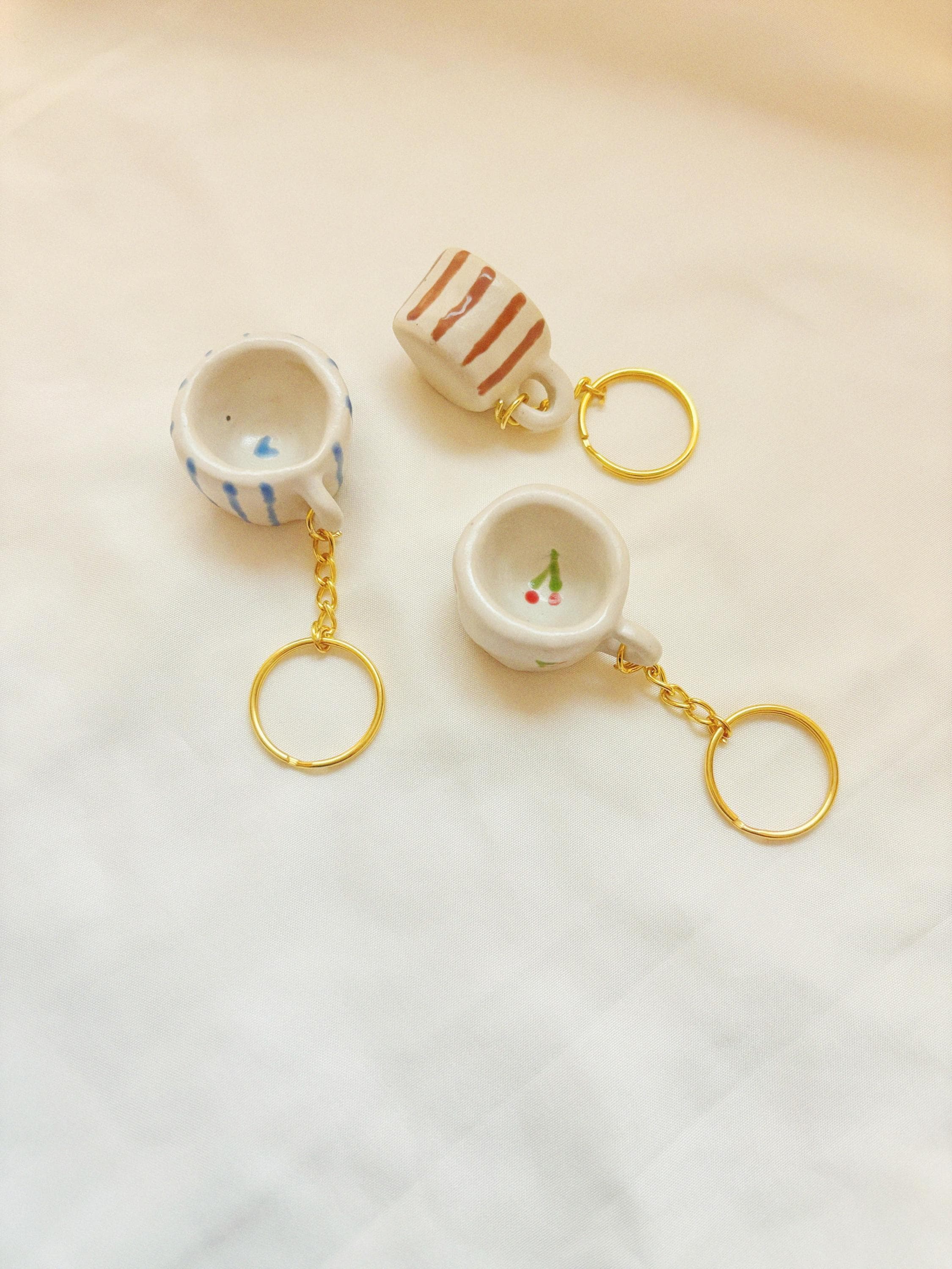Mini Ceramic Mug Keychain – Handmade Pottery, Bag Charm, Tiny Mug