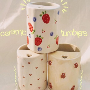 Vaso térmico de cerámica para viaje / Cerámica hecha a mano, bonito vaso para llevar, taza de cerámica, alfarería, regalos para ella, vaso de gres, vaso térmico de viaje