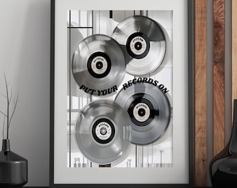 Retro Vinyl Record Print, Music Lover Wall Art (Digital Download)