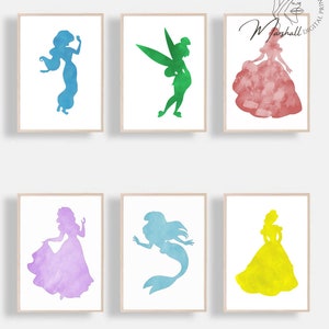 Princess Art Prints for Girls Nursery, Disney Princess Art for Girl&#39;s Room, Princess Wall Art, Princess Paintings for Girls Nursery