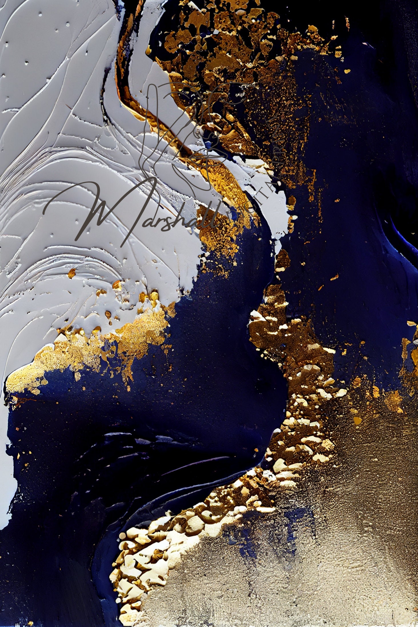 Blue Abstract Wall Art, Set of 3 Prints, Blue Prints, Brush Stroke Art