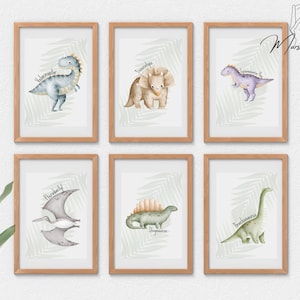 Set of Dinosaur Art Prints, Kids Gallery Wall Set, Dinosaur Wall Art, Dinosaur Nursery, Boys Room Dinosaur Decor, Kids Room Wall Art Dinos