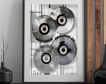 Retro Vinyl Record Print, Music Lover Wall Art