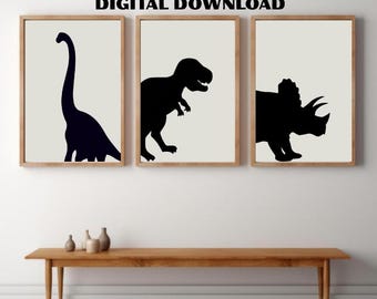 Dinosaur Silhouette Prints | Kids Room Decor (Digital Download)