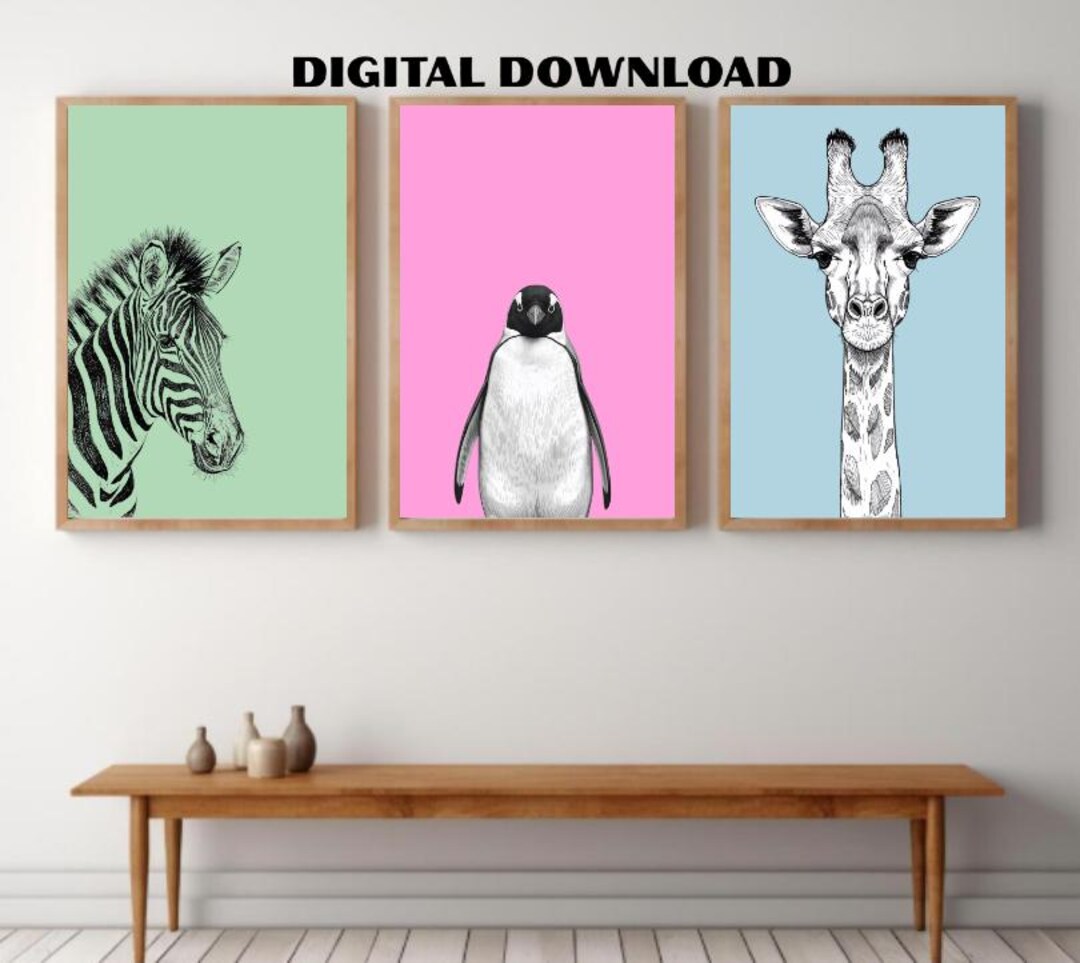 Safari Animal Nursery Prints, Boho Jungle Art, Set of 3 - Etsy