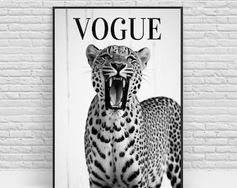 Vogue Leopard Wall Art | Fashion Inspired Animal Print | Black and White Modern Home Decor
