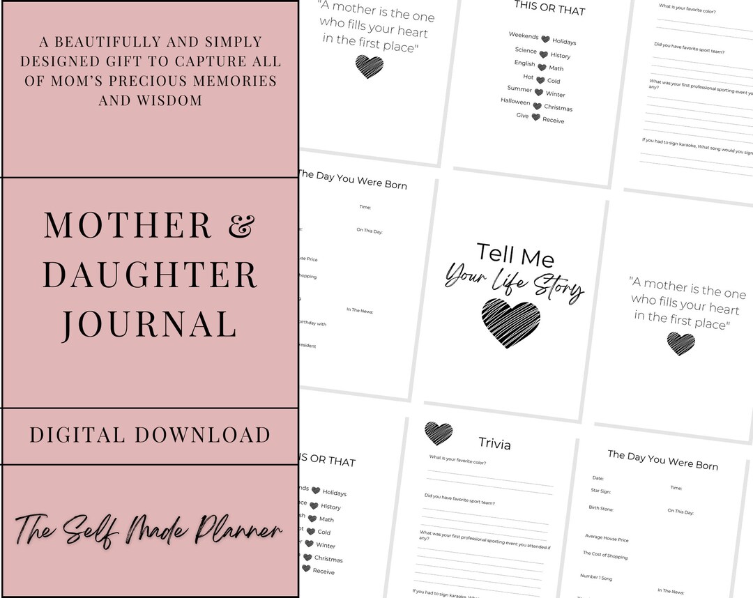 Mommy and Me Journal / Journal Printable / Mom and Me Gift for - Etsy