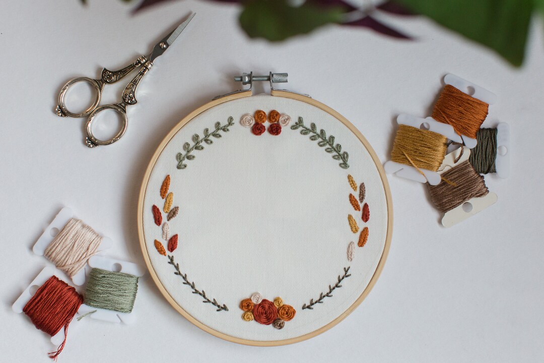 Autumn Wreath Embroidery Pattern - Etsy